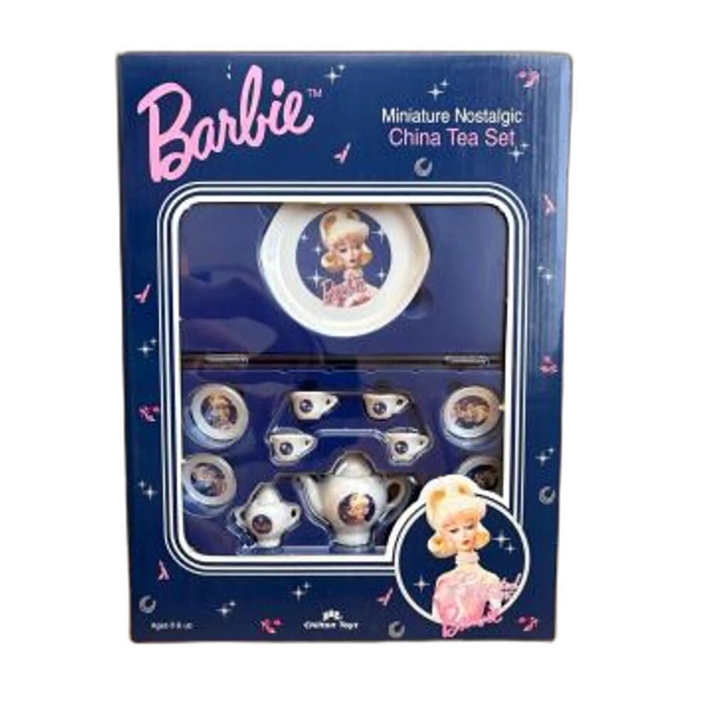 Barbie Enchanted Evening Miniature Nostalgic China Tea Set Collectors Case